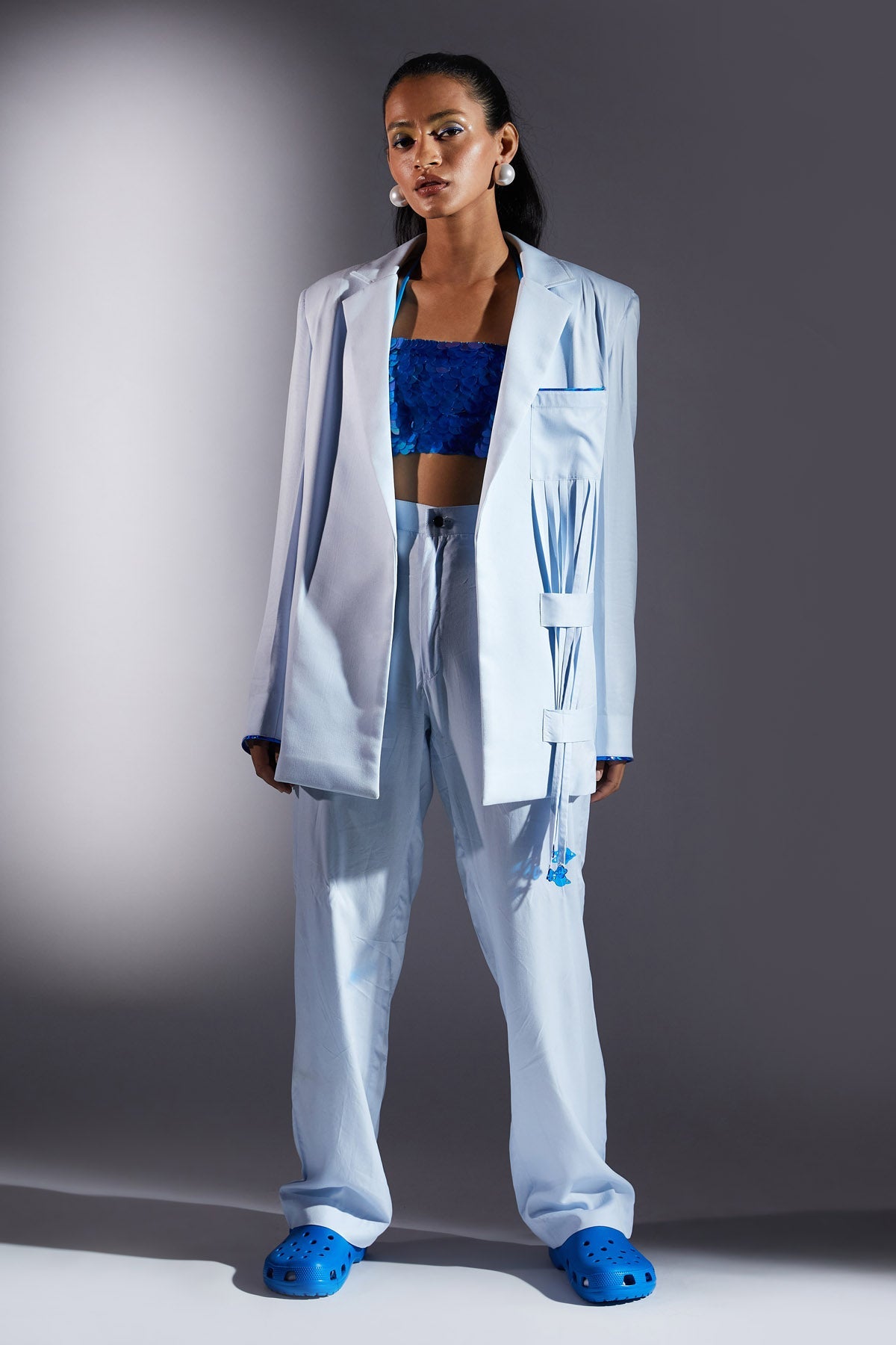 Blue High Waist Pants for women
